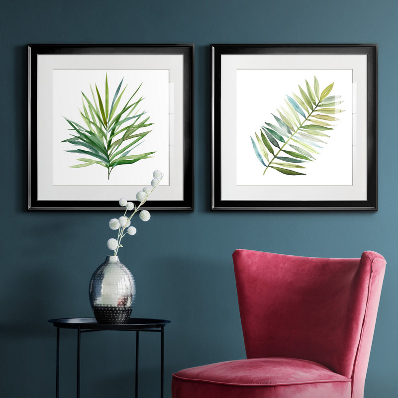 Palm Frond I - ensemble de 2 reproductions de cadres photo, H 26,5 po x l 53 po x P 1,5 po, Noir