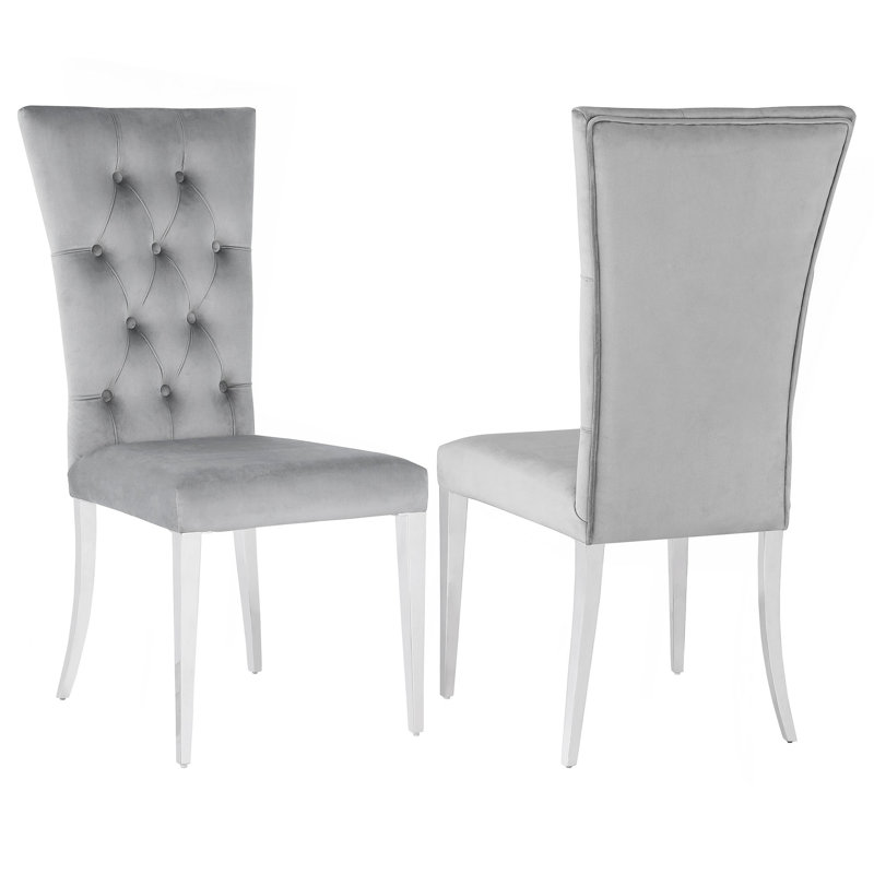 Ensemble de 2 chaises d'appoint à dossier capitonné Allessandra, Tissu gris