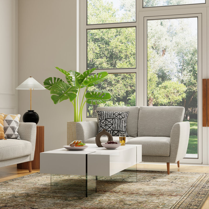 Oriska Single Coffee Table, White, 16" H x 53" L x 28" W
