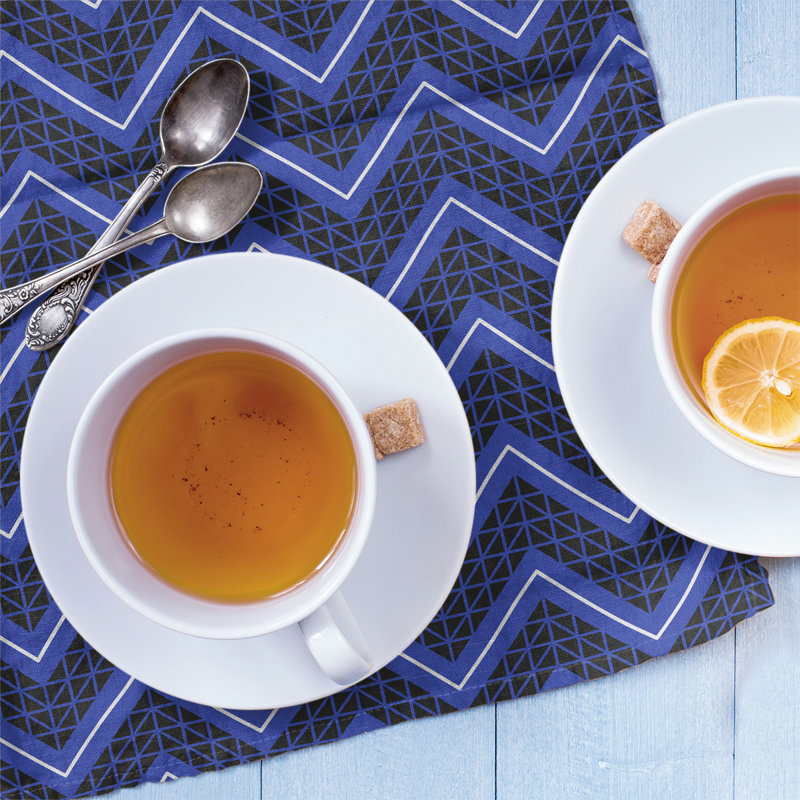 Stephenie Tea Towel Kitchen Towel, Blue/Black/White, Cotton Twill