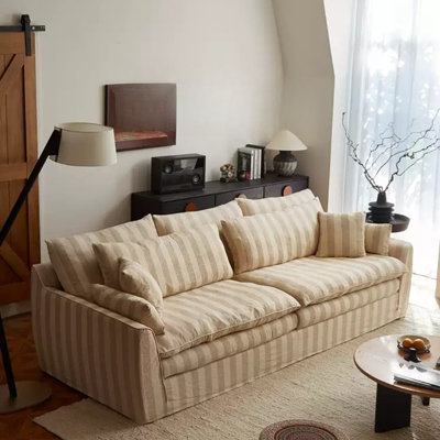 Striped Linen Washable Straight Sofa