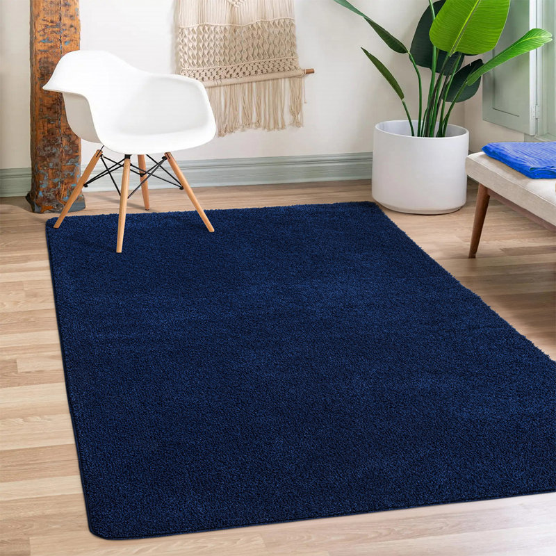 Modern Shaggy Rug Soft Fluffy Navy Carpet Non Slip Large Small Area Rug For Living Room Bedroom Hallway Floor Mat