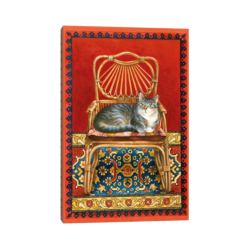 Gemma On Cane Chair by Ivory Cats - Wrapped Canvas Gallery-Wrapped Canvas Giclée, 66.04 cm H x 45.72 cm W x 3.175 cm D