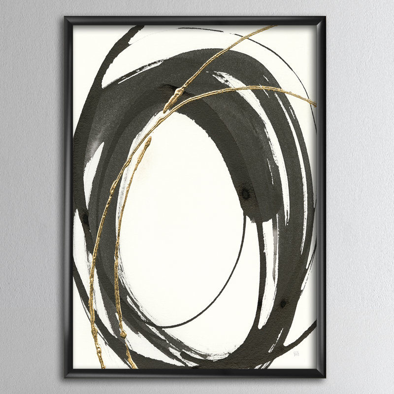 « gold glamour circle i », reproduction d’image sur toile, H 40 po x l 30 po x P 1,5 po, Cadre noir