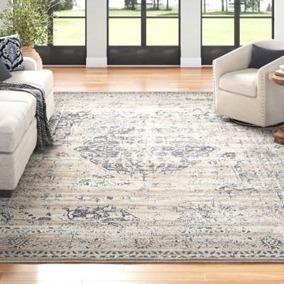 Arkeen Oriental Dark Blue/Beige/Ivory/Gray Area Rug