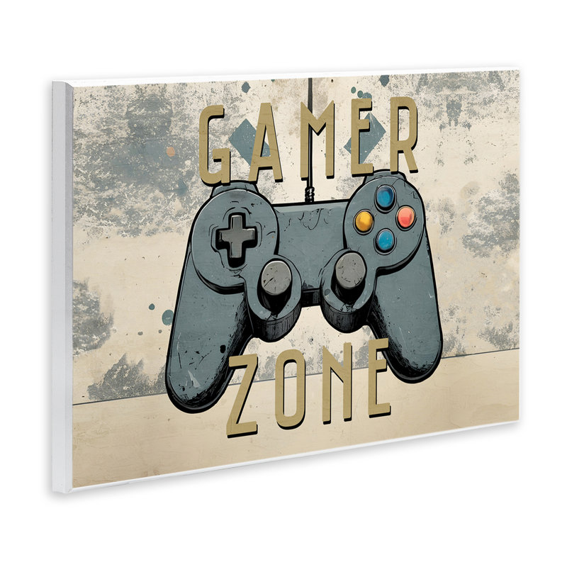 Plaque murale Gamer Zone avec abstrait, design par Kim Allen, H 10 po x l 15 po