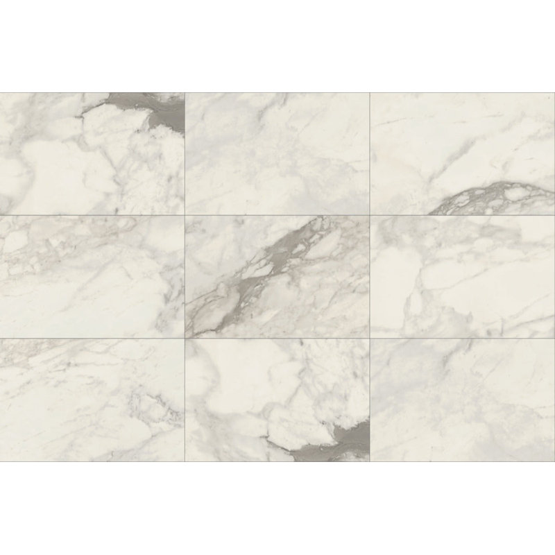Marble 24" x 48" Porcelain Marble Look Wall & Floor Tile, Ivory/Beige/Gray