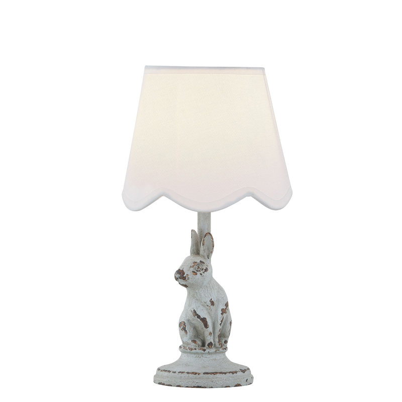Fauna 13" Mini Lamp with Linen Shade, Soft Blue