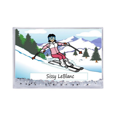 Personalized Skier, Snow - Female MINI Snow Globe Frame Gift