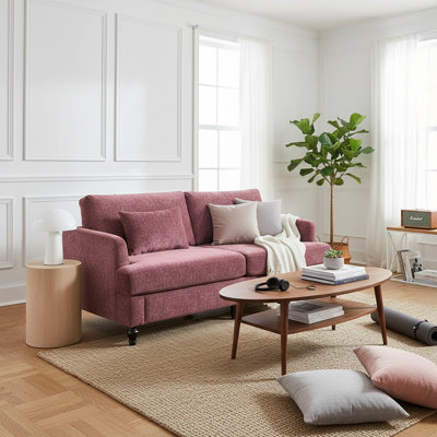 Mid Century Modern chenille Fabric Loveseat Sofa