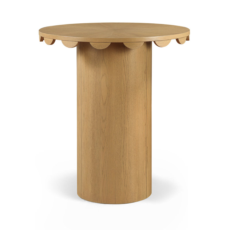 Table à hauteur de comptoir en bois massif et canne 36 po Dahlia, H 42,25 po x L 36,25 po x P 36,25 po, Naturel