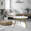 Table basse ronde en marbre 23,62 po. Mâle (or et blanc)