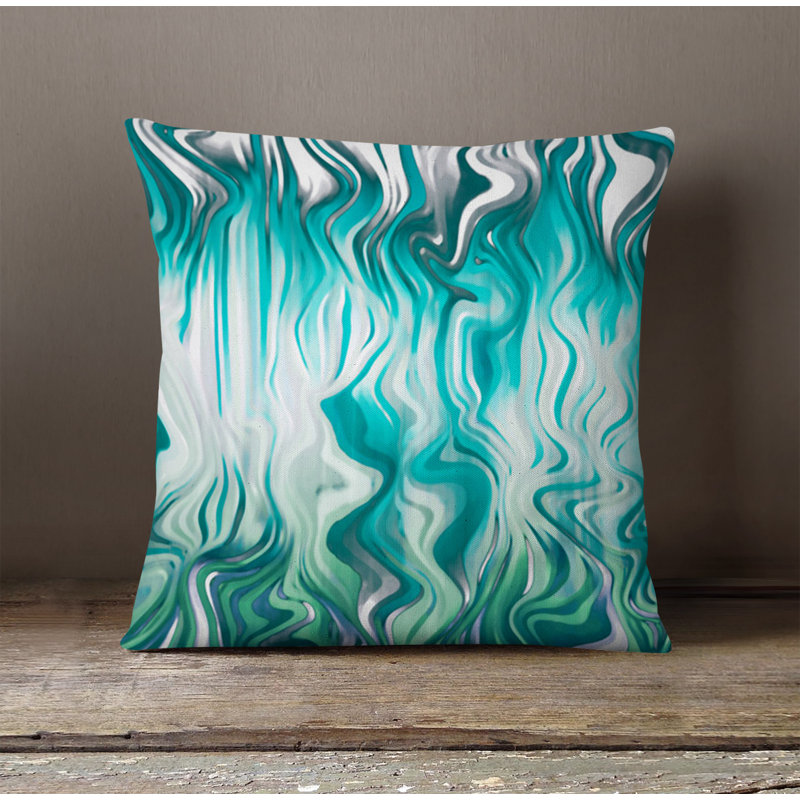 Throw Pillow With Insert, Blue Abstract 5, 18"H x 18"W