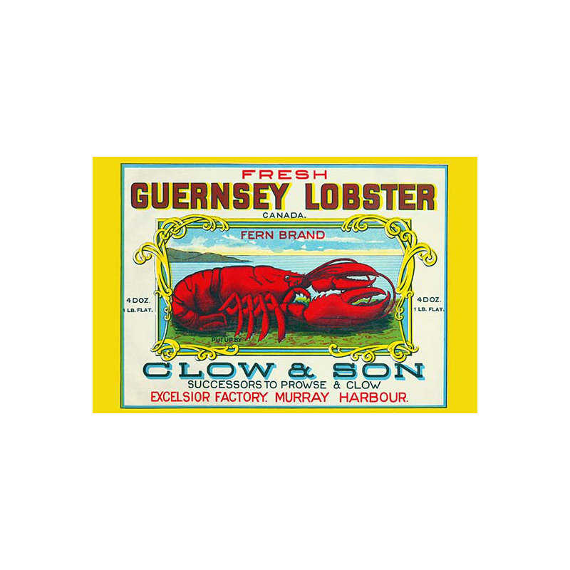 « fraîche guernesey homard », affiche rétro, H 24 po x l 36 po x P 1,5 po