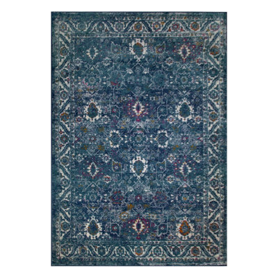 Leick Home Laraline Laraline Vintage Turkish Medallion Collage Faded Turquoise Outdoor Area Rug Rectangle 5'X8' With Non-Slip Rug Pad – Design House, 620534