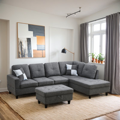 Tatiauna 3 - Piece 103.5"Upholstered Sectional with Ottoman by Ebern Designs