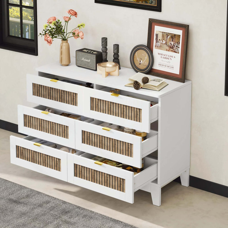Commode à 6 tiroirs, Blanc