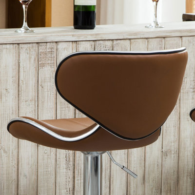 Of 2, Camel - Faux Leather Seat Base With 360 Degree Rotation And Footrest Enhances Modern Style In Living, Dining, Bar, Office, Outdoor Spaces Adjustable Stools, Camel. Footrest. Soft Cushion.