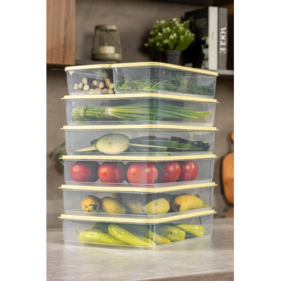 Ensemble de boîte de rangement en plastique durable (7 pièces), jaune | 2 x 6,9 x 13,0 pouces (1650 ml) et 5 x 9,1 x 2,6 pouces (3500 ml) | 100% lavable au lave-vaisselle | Idéal pour organiser la maison, le bureau et l'artisanat