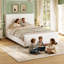 Velvet Upholstered Platform Bed with Tall Channel-Tufted Headboard and Footboard-132393761-132393763