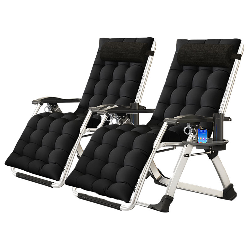 Zero Gravity Chair, Adjustable Reclining Lounge Chair with Removable Cushion, Headrest, Cup Holder for Indoor Outdoor, Supports Over 440lbs