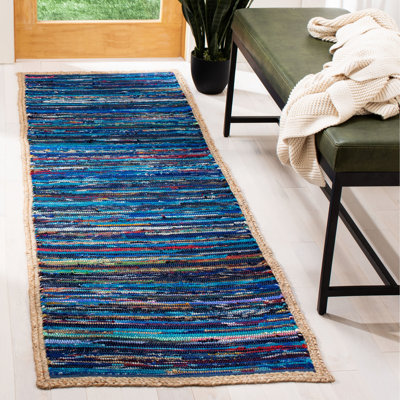 Naveen Abstract Handmade Flatweave Blue Area Rug