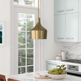 Kendrick 1-Light Single Bell Pendant in Natural Brass