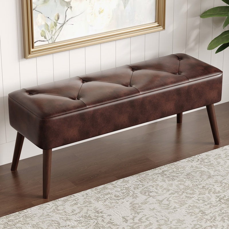 Banc rembourré en similicuir Lillyanna, Brun foncé