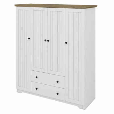 4 Door Wardrobe Armoire Closet With 2 Drawers