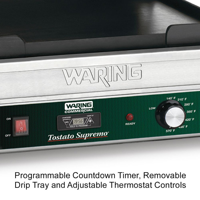 Waring 14.5'' Electric Grill Sandwich Maker & Panini Press with Lid