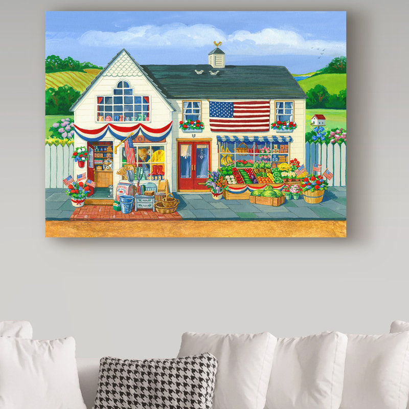 «4Th Of juillet Market» par Hollifield, reproduction de peinture à l'acrylique sur toile tendue, H 35 po x l 47 po x P 2 po