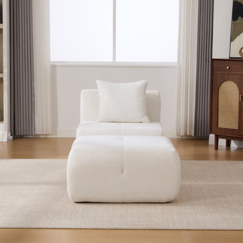 Fauteuils modulaires rembourrés avec accoudoirs et repose-pieds avec repose-pieds, Ivoire ivoire