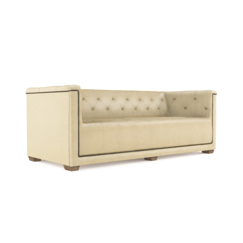 Hudson Tufted Sofa, Vintage Leather Oyster, Weathered