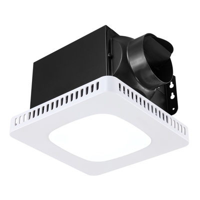 Ventilateur de salle de bain pour salle de bain avec lumière DEL, ventilateur de salle de bain 80-110-130 CFM à trois vitesses de couleur, ventilateur de plafond à moteur AC 1,5 bruit à faible bruit pour salle de lavage, salle de rangement, ventilation domestique, blanc