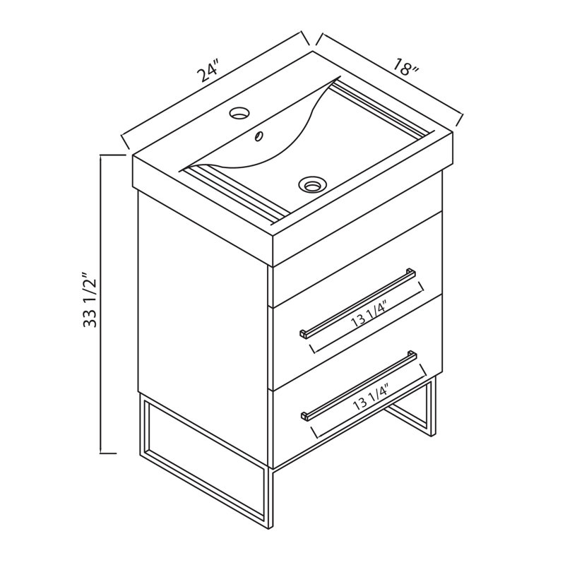 Gray Marble 24" Single Bathroom Vanity with Polished Chrome Hardware