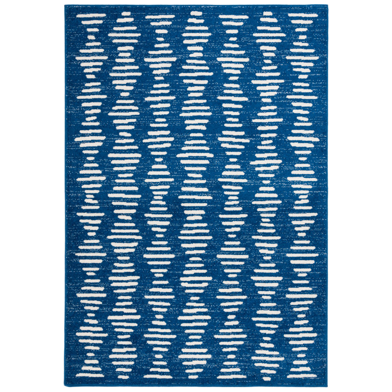 Tapis bleu marine / ivoire Kalynne, Rectangulaire 3 pi x 5 pi