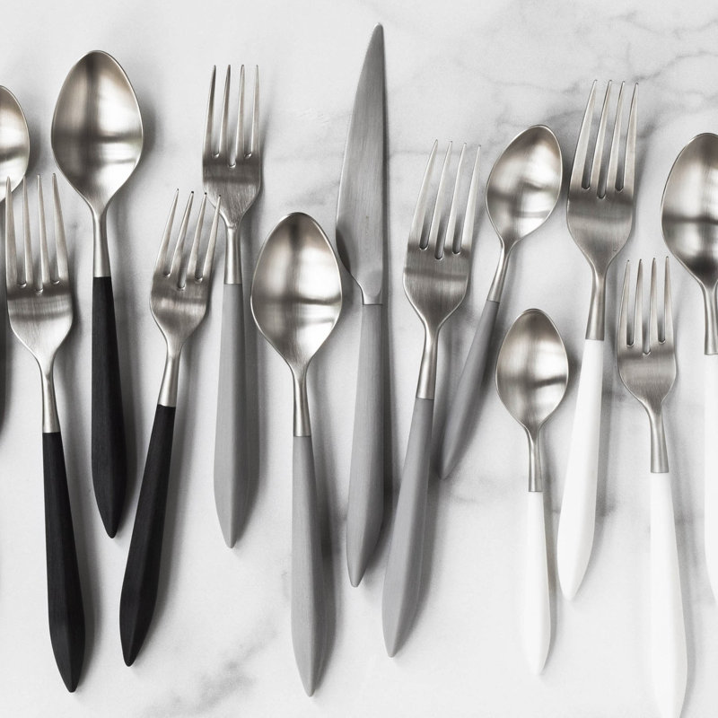 Ares 5 - Piece Stainless Steel Flatware Set - Service for 1, Silver/Light Gray
