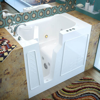 Therapeutic Tubs 26 in. x 46 in. Left Drain Quick Fill Walk-In Whirlpool Tub with Powered Fast Drain in White