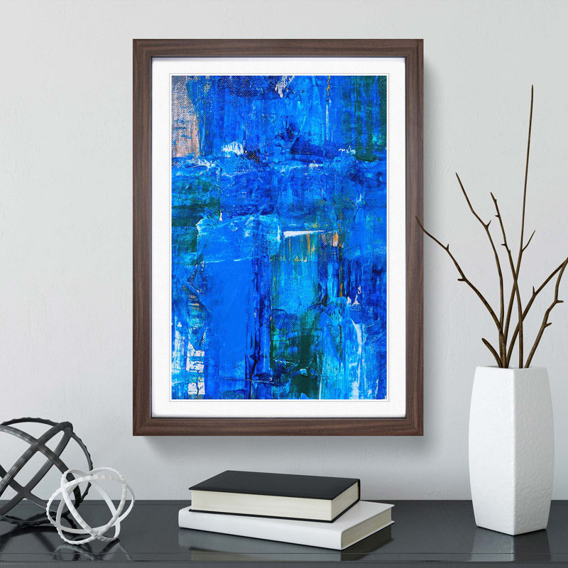 Abstract Art Painting Vol.199 by S.Johnson - Picture Frame Painting Print, 36cm H x 27cm W x 2cm D, Walnut Framed