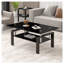 Table basse en verre trempé noir avec pattes en métal, table d'appoint moderne à 2 niveaux pour salon