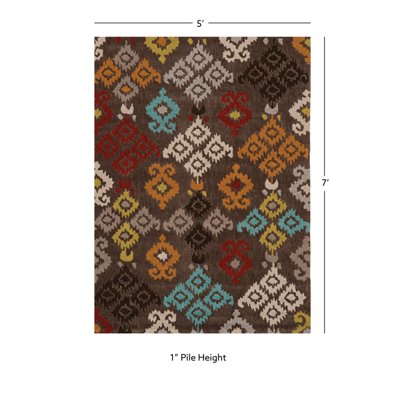 Mehcad Ikat Indoor Rug, Rectangle 5' x 7'