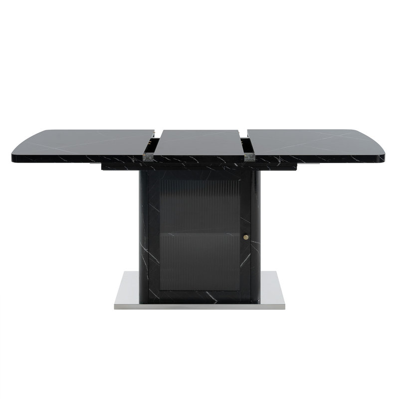 47.24"-63"Modern Rectangle Dining Table(Only Table), Black