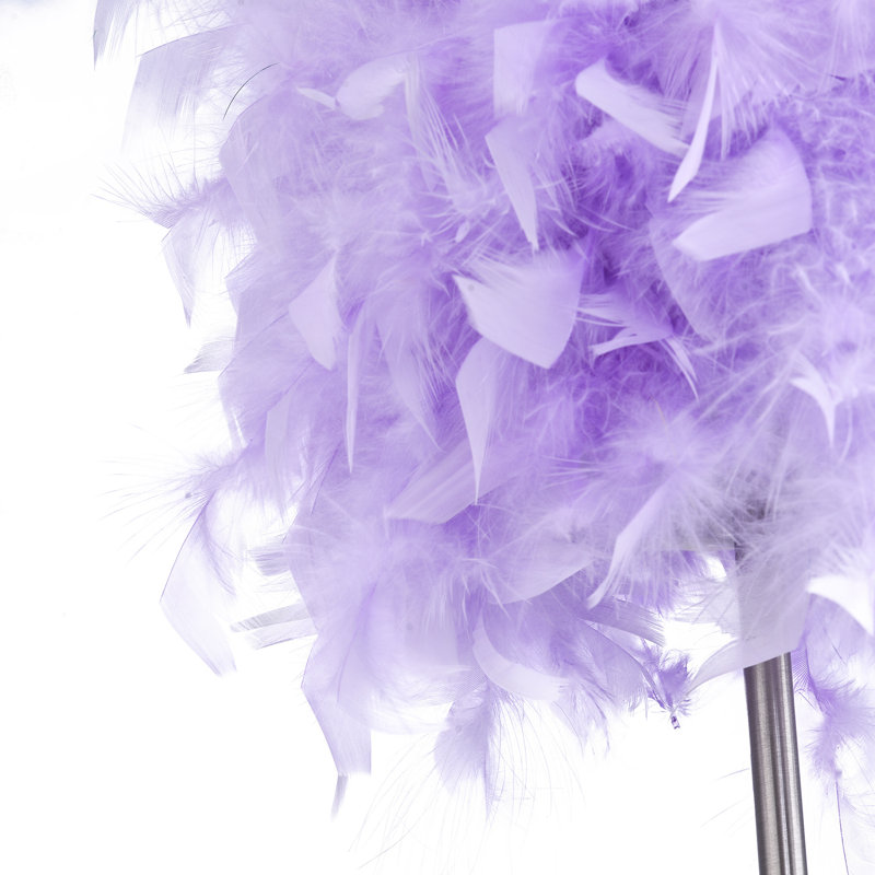 Wimmer Modern and Chic Real Feather Table Lamp with Base and Switch, Lilac