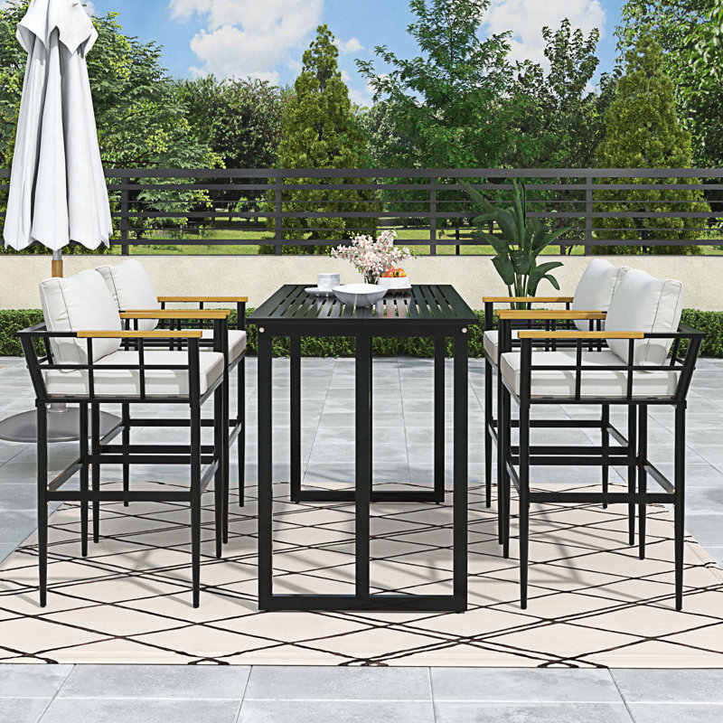Ensemble repas d'extérieur, 4 chaises + 1 table