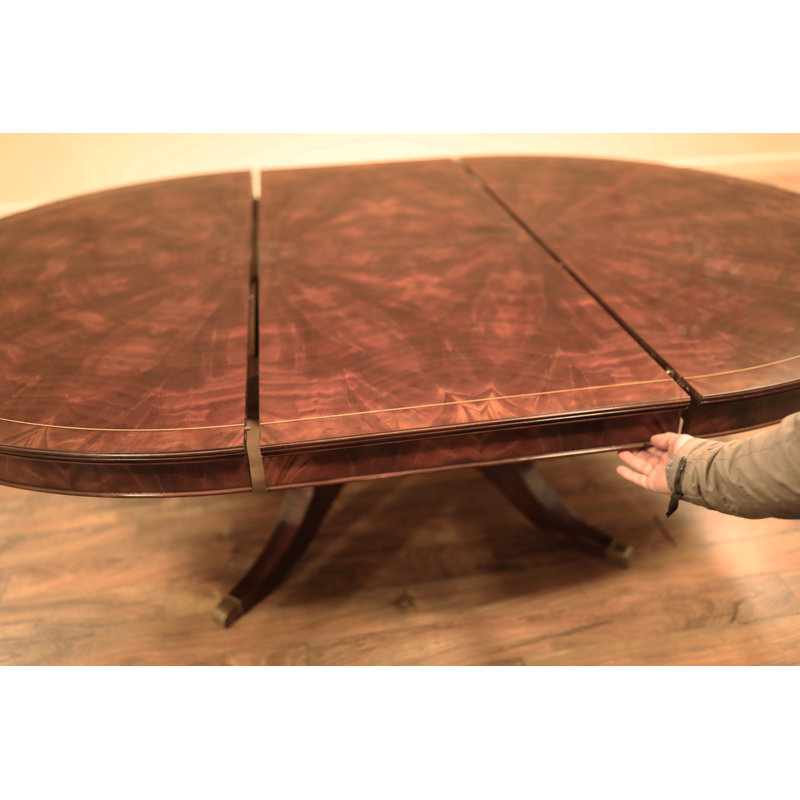 Mahogany Pedestal Table With Self-storing Leaf Seats 6-12