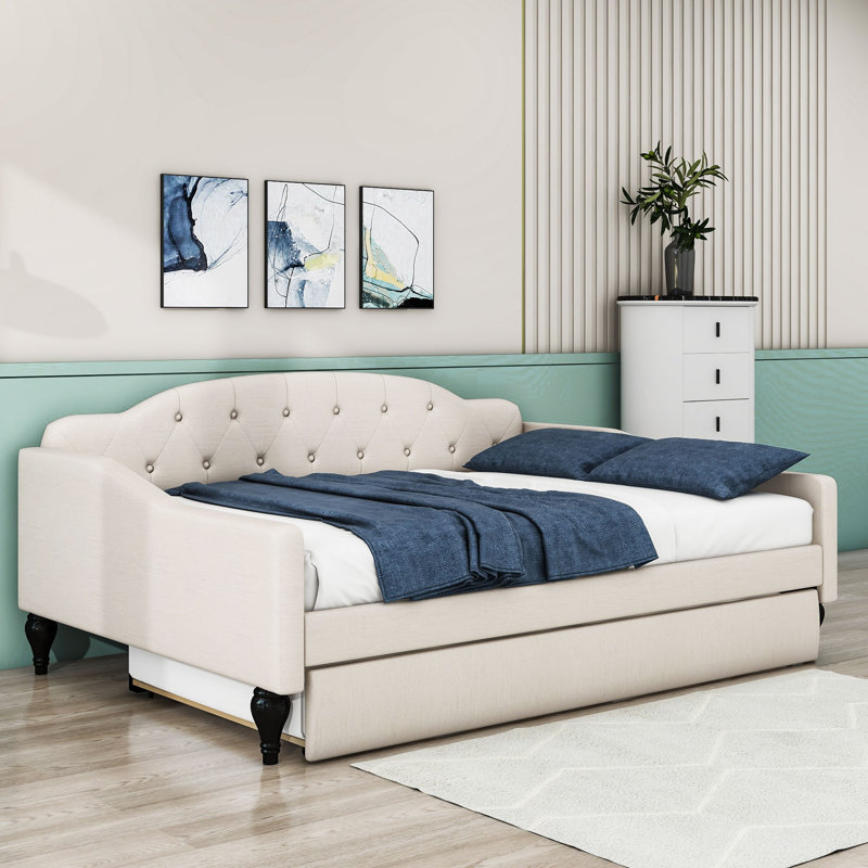 Full Upholstered Daybed with Twin Size Trundle