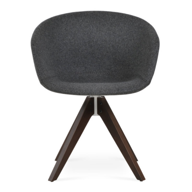 Chaise pivotante Tribeca Pyramid, Gris foncé, Noyer