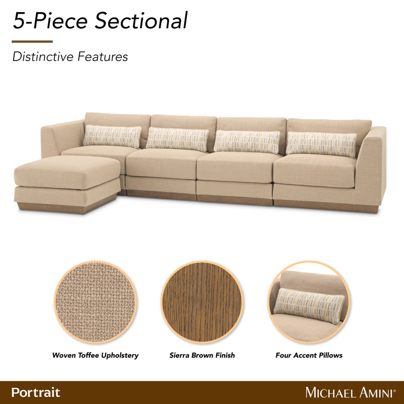 Portrait 5-Piece Sectional - Toffee/Sienna Brown