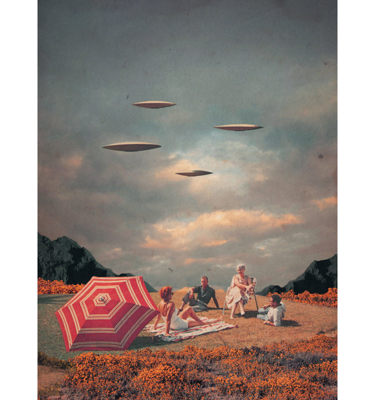 «Pretend Ils Never Came» par Frank Moth - Illustration d'art mural - toile encadrée 24 x 36 (noyer), 24 × 36, Brun