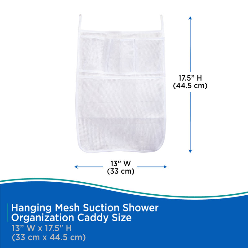 White Mesh 4-Pocket Suction Shower Caddy